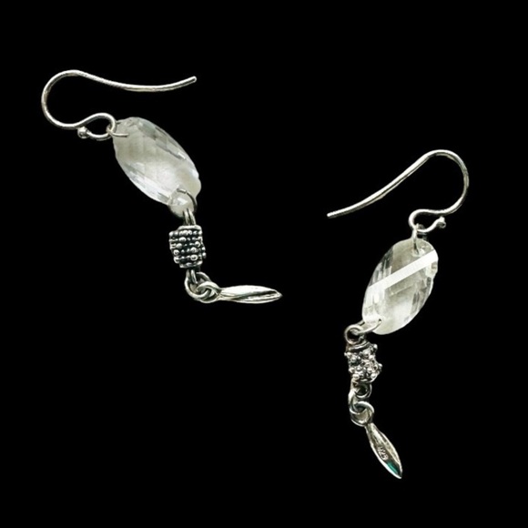 Michael Dawkins Sterling Silver Clear Quartz Crystal Dangle Drop Earrings - Picture 6 of 6